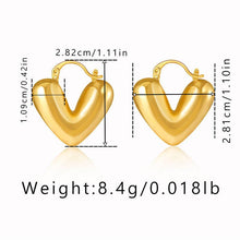 Load image into Gallery viewer, Metal Texture Heart Hoop Earrings MK2ZCEP6W6JER403