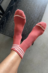 Hunter Green with White Stripes Girlfriend Socks