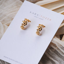 Load image into Gallery viewer, Gold Floral Hoop Earrings