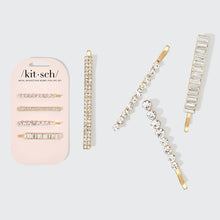 Load image into Gallery viewer, Metal Rhinestone Assorted Bobby Pins 4pc Set - Gold