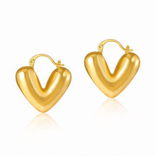 Load image into Gallery viewer, Metal Texture Heart Hoop Earrings MK2ZCEP6W6JER403
