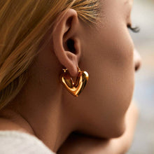 Load image into Gallery viewer, Metal Texture Heart Hoop Earrings MK2ZCEP6W6JER403