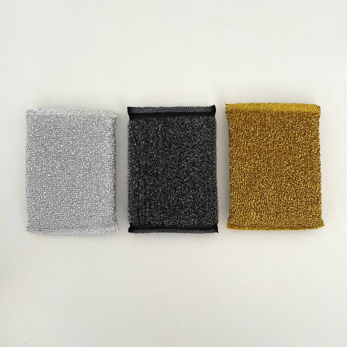 Metallic gold silver rectangle kitchen scouring scrub sponge