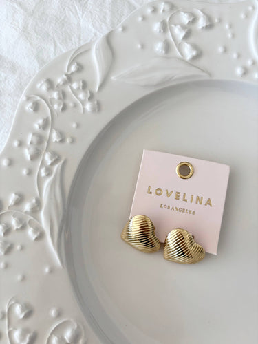 18k plated heart stripe Vintage Earrings