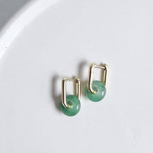 Load image into Gallery viewer, Green Aventurine Hoops