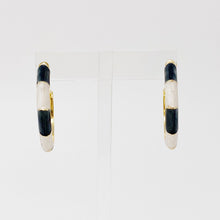 Load image into Gallery viewer, Color Block Bamboo Hoop Earrings