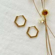Load image into Gallery viewer, CZ Hexagon Hoops