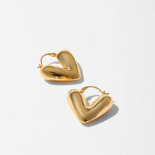 Load image into Gallery viewer, Metal Texture Heart Hoop Earrings MK2ZCEP6W6JER403