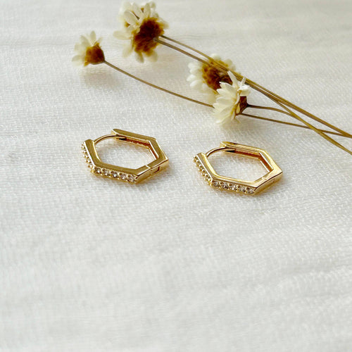 CZ Hexagon Hoops