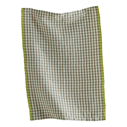 Linen & Cotton Check Dishtowel - Gray