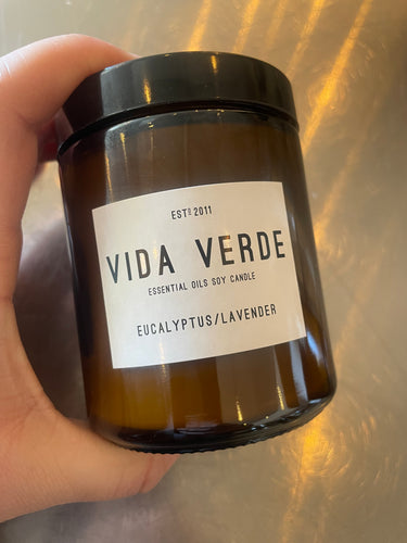 Eucalyptus/Lavender, essential oils, soy candle