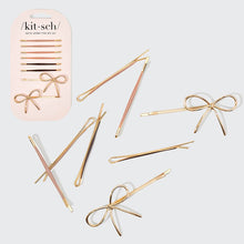 Load image into Gallery viewer, Metal Enamel Cloud &amp; Bow Bobby Pins 8pc Set - Rosewood
