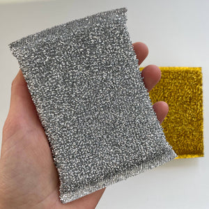 Metallic gold silver rectangle kitchen scouring scrub sponge