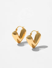 Load image into Gallery viewer, Metal Texture Heart Hoop Earrings MK2ZCEP6W6JER403