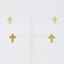 Load image into Gallery viewer, Dainty Cross Stud Earrings: Clear Crystal