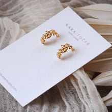 Load image into Gallery viewer, Gold Floral Hoop Earrings