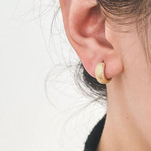 Load image into Gallery viewer, Gold Textured Huggie Hoops