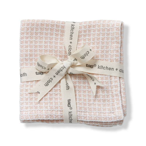Textured Check Dishcloth Set of 2 - Blush