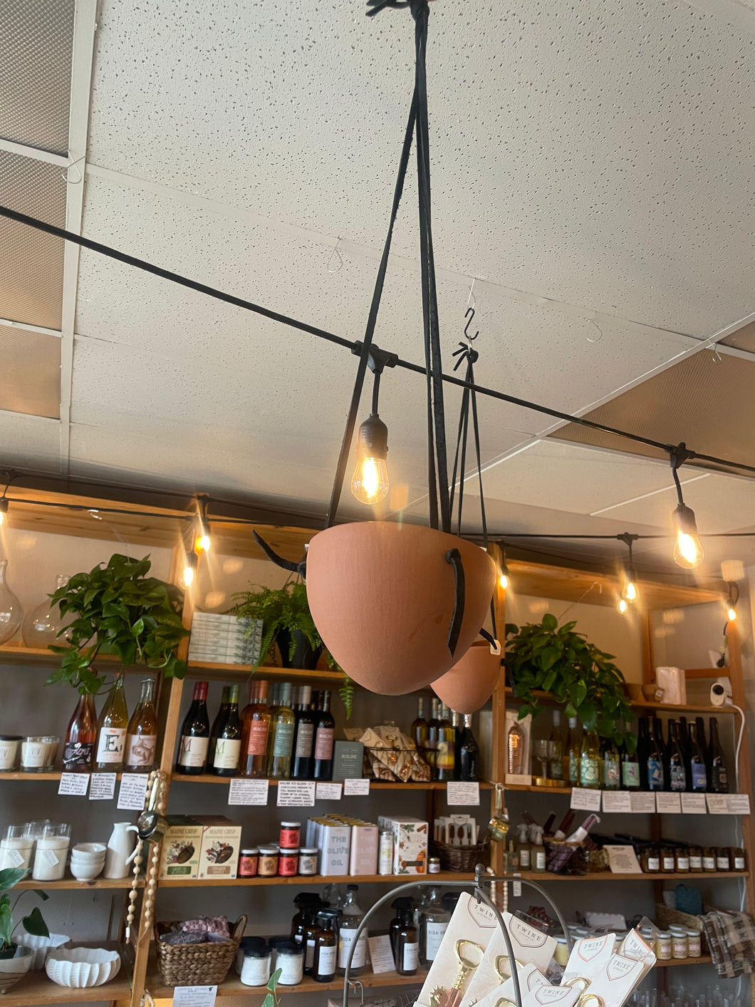 Small Terracotta Hanging Planter with Leather Straps
