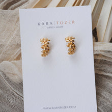 Load image into Gallery viewer, Gold Floral Hoop Earrings