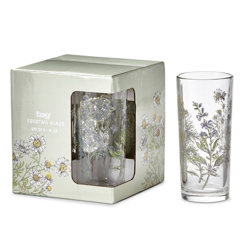 Fresh Herbs Cocktail Glass Set Of 4 - Multi