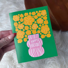 Load image into Gallery viewer, Happy Birthday Yellow Flowers Pink Vase Abstract Card