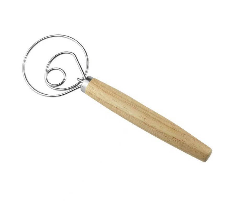 Dough Whisk Wooden Handle