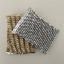 Load image into Gallery viewer, Metallic gold silver rectangle kitchen scouring scrub sponge