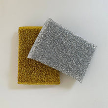 Load image into Gallery viewer, Metallic gold silver rectangle kitchen scouring scrub sponge
