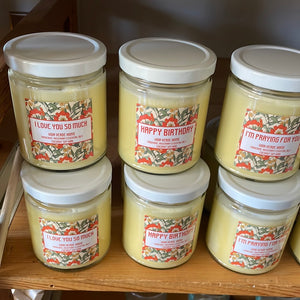 Greeting Candle: Coconut Wax with Essential Oils