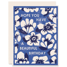 Load image into Gallery viewer, Blue Floral Garden Beautiful Birthday Card