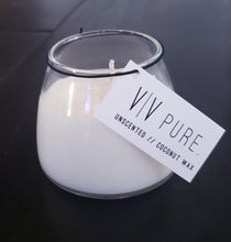 Load image into Gallery viewer, VV Pure Collection Unscented Small Tapered Glass Candle | 4.5oz