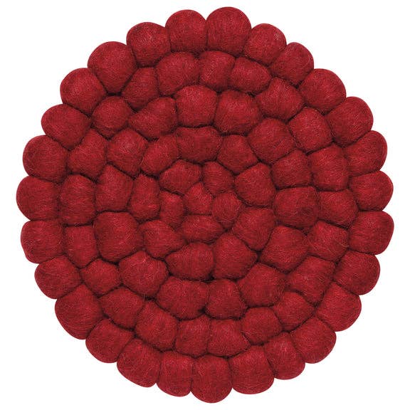 Chili Red Recycled Wool Felt Dot Trivet