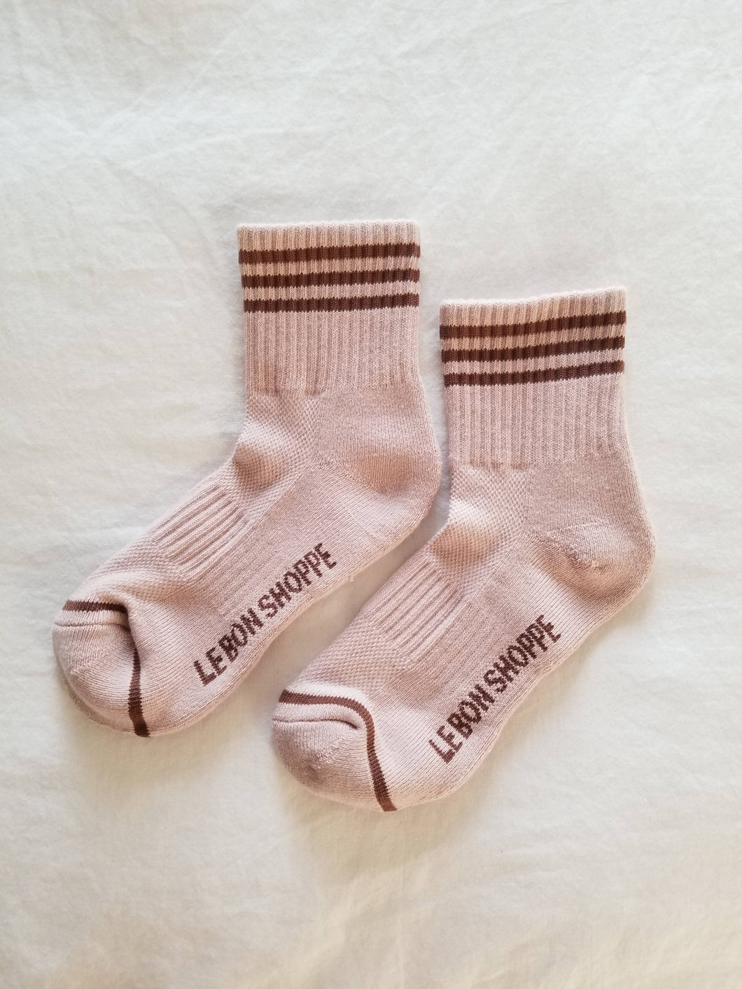 Light Pink with Maroon Stripes Girlfriend Socks