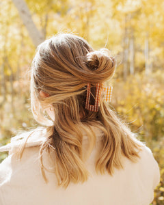 Orange Grid Hair Claw