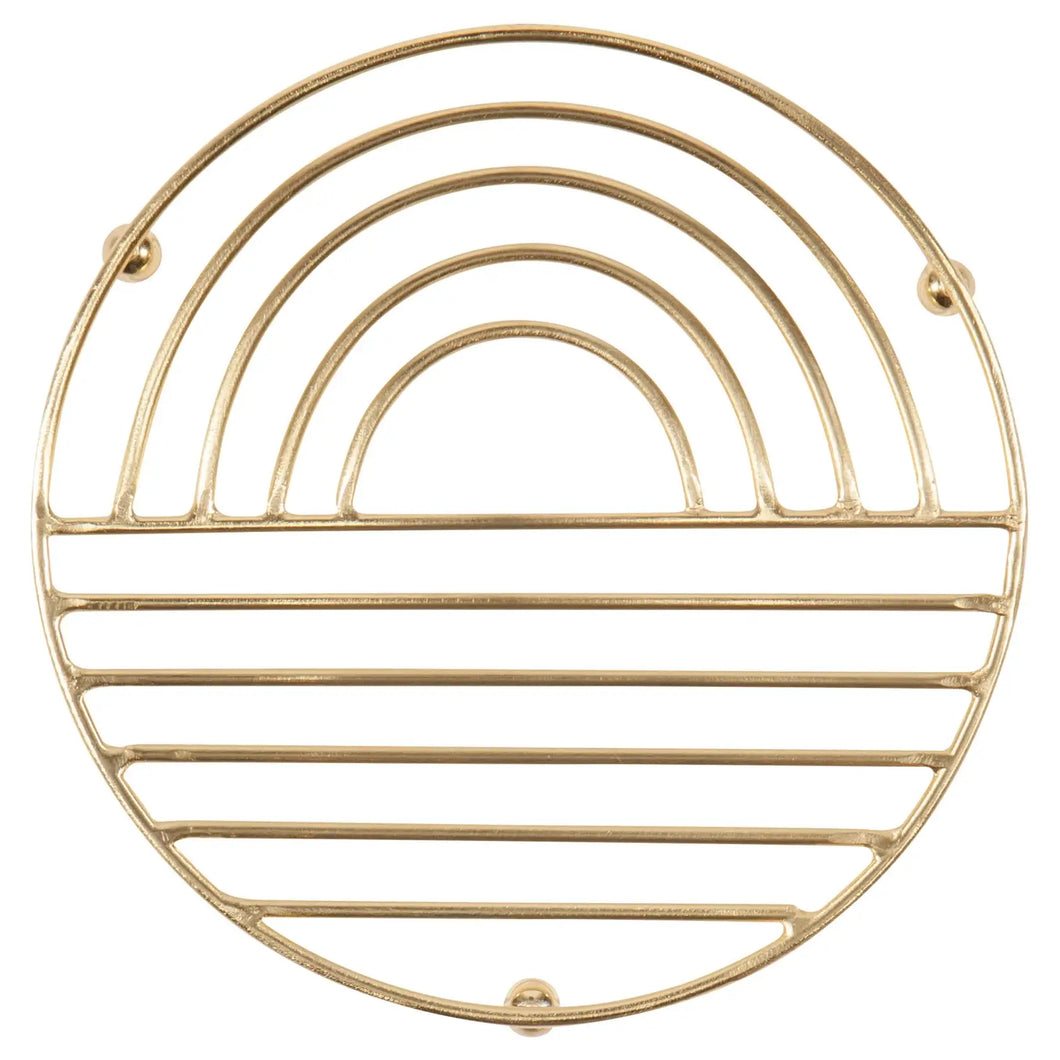 Gold Sunup Metal Trivet 6 inch