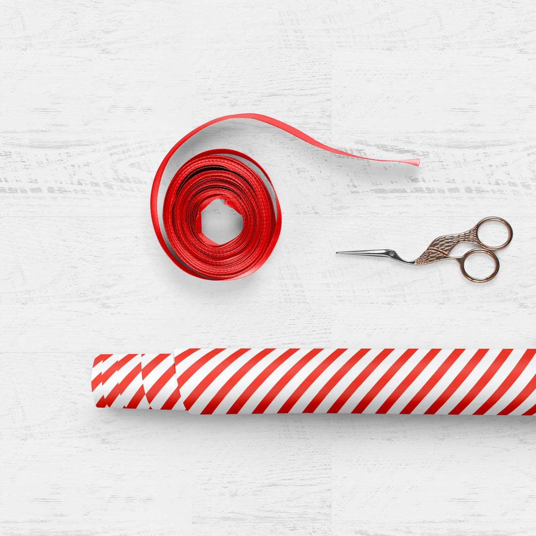 CANDY CANE STRIPE Gift Wrap- Roll of 3 Sheets