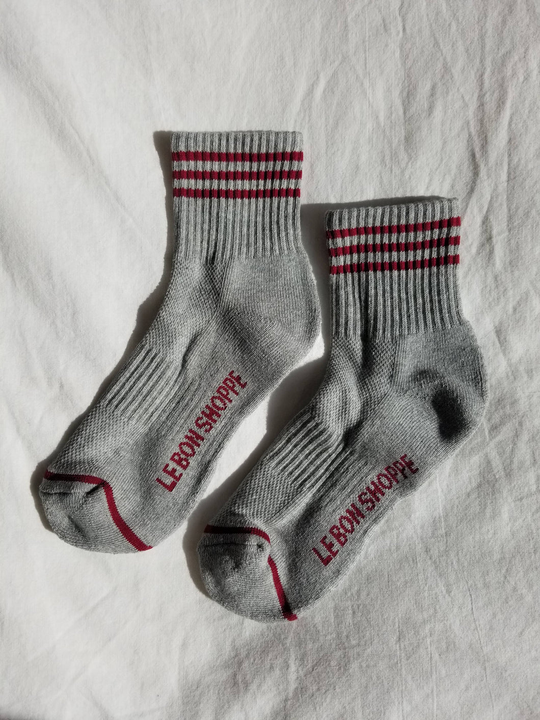 Grey with Red Stripes Girlfriend Socks