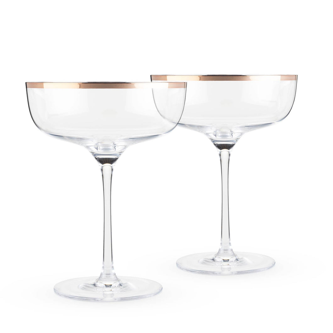 Copper Rim Crystal Coupe Set of 2