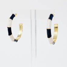 Load image into Gallery viewer, Color Block Bamboo Hoop Earrings