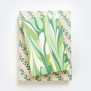 Marbled/Mistletoe • Double-sided Eco Wrapping Paper •Holiday