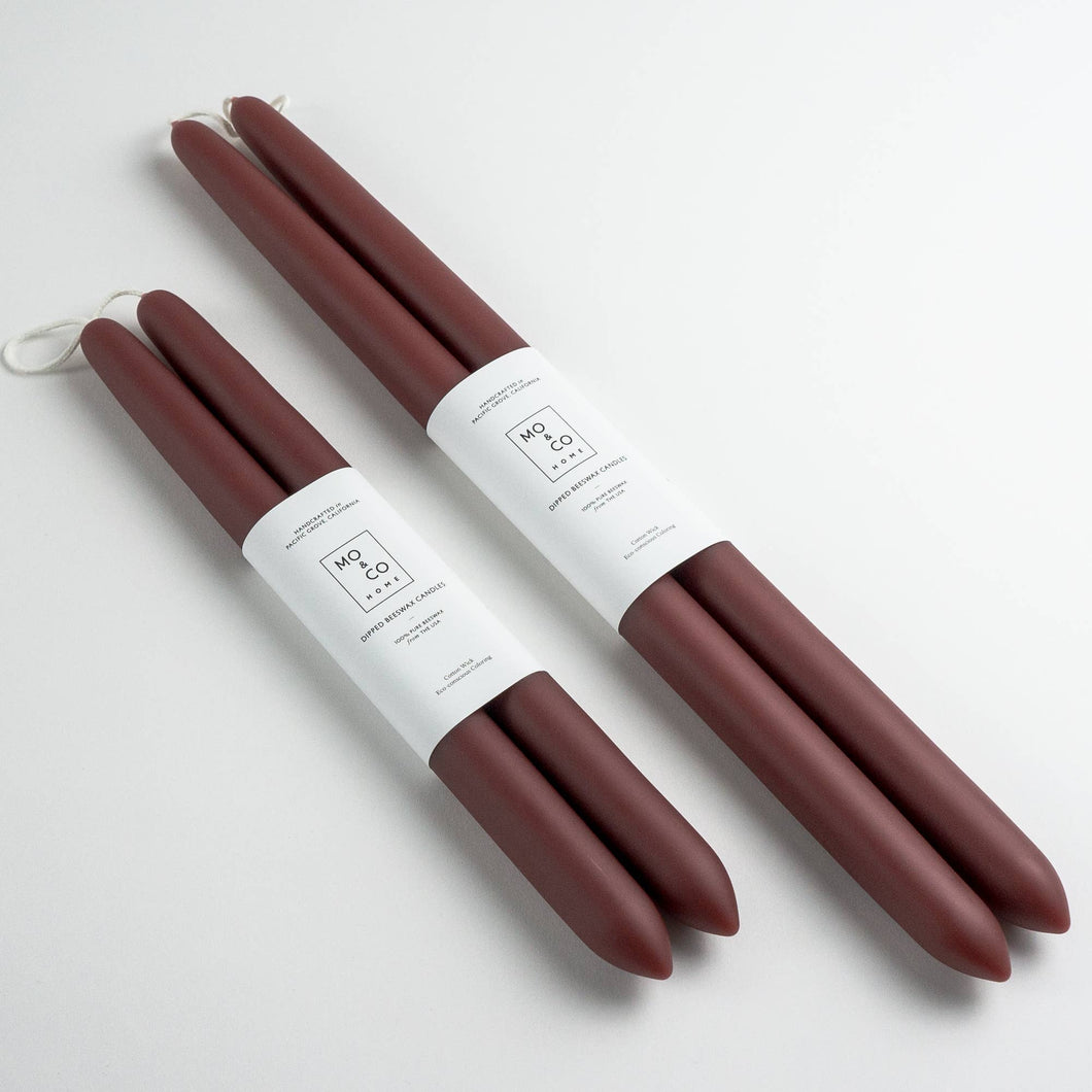 100% Beeswax Dipped Candles | med Burgundy